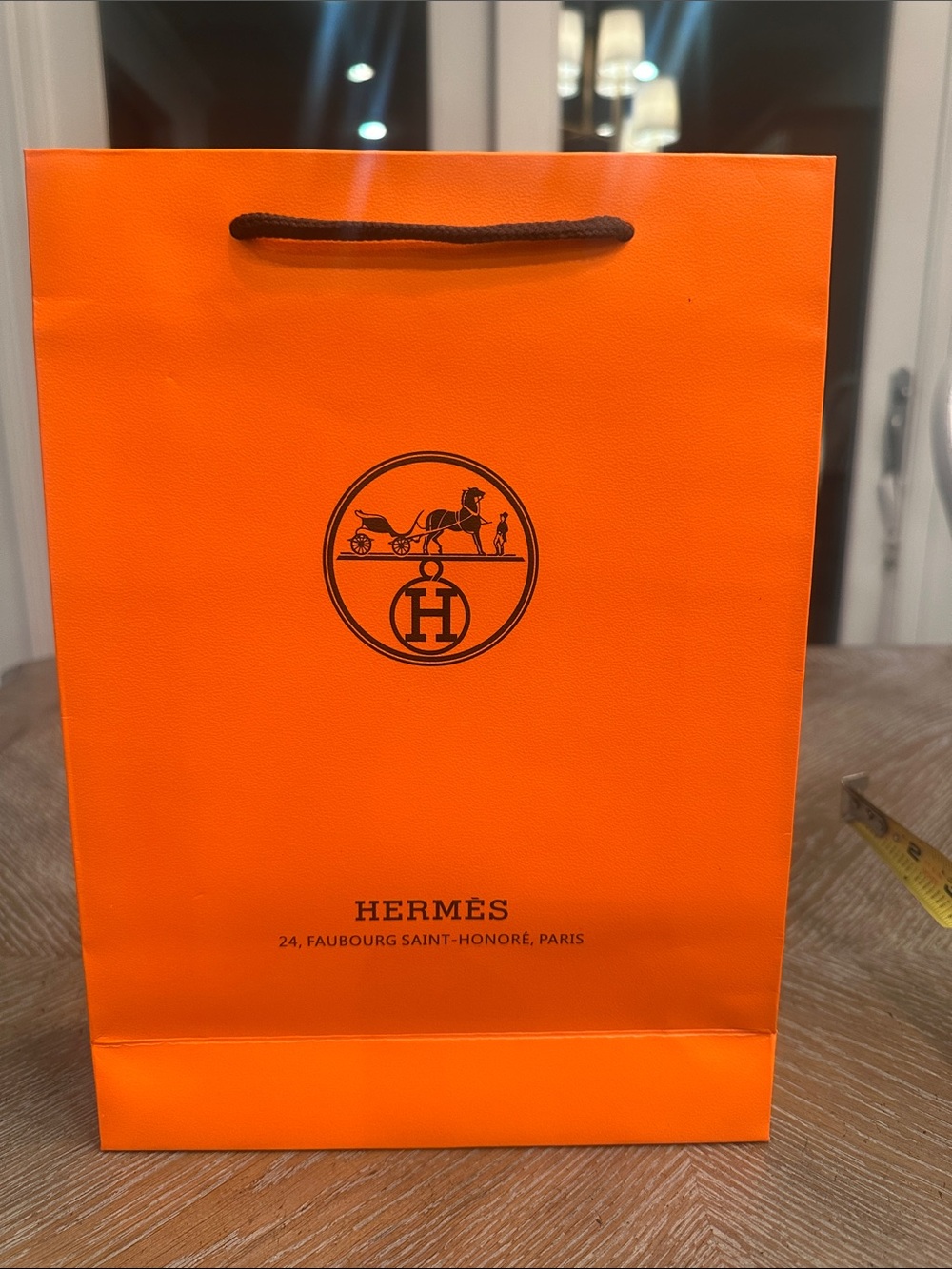 Hermes Orange Logo Paper Shopping Bag